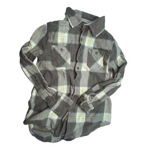 THEREABOUTS BOYS GRAY AND GREEN PLAID SHIRT SIZE S (8) 100% Cotton
